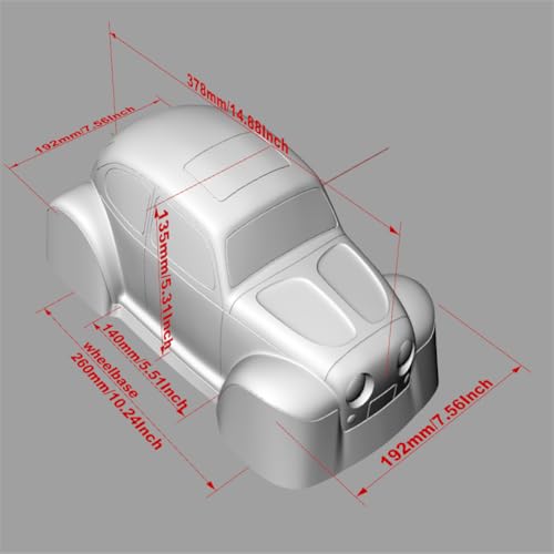 SANTAIZI 1/10 Scale Beetle Clear Body Shell Replacement for MT and Short Course Car Width 260mm with Decal Sheet