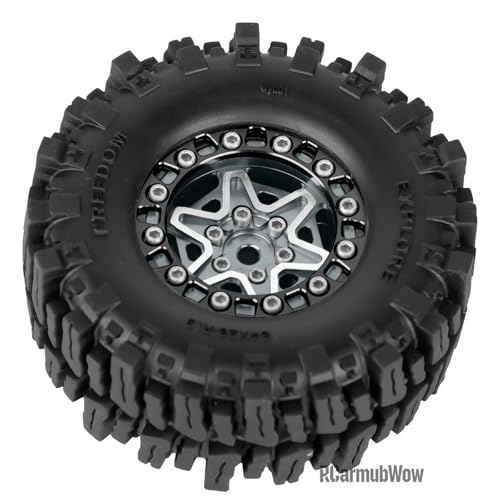 1.3 Beadlock Aluminum Alloy Wheels Rims & Tires Set with Foam Inserts for 1/18 TRX4M Ascent-18 1/24 SCX24 FCX24 RC Crawler Upgrade Parts,RCarmubWow 1.3 rc Wheels and Tires,4pcs,Titanium - color: Titanium(4pcs)