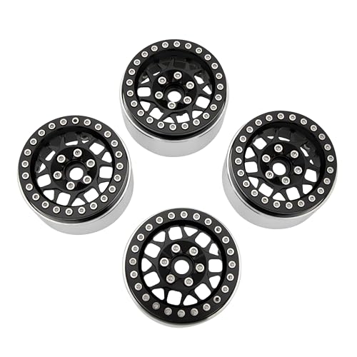 MEUS RACING 1.9 Beadlock Wheels Rims Deep-Dish Wheel for Axial SCX10 Traxxas TRX4 Vanquish VS4-10 Redcat Gen8 1/10 RC Crawler Upgrades (Style B, Black) - color: Style B, Black