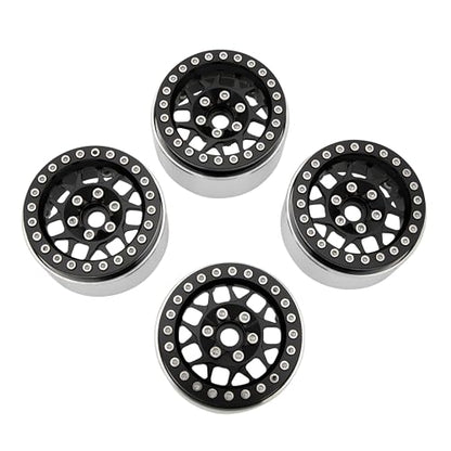 MEUS RACING 1.9 Beadlock Wheels Rims Deep-Dish Wheel for Axial SCX10 Traxxas TRX4 Vanquish VS4-10 Redcat Gen8 1/10 RC Crawler Upgrades (Style B, Black) - color: Style B, Black