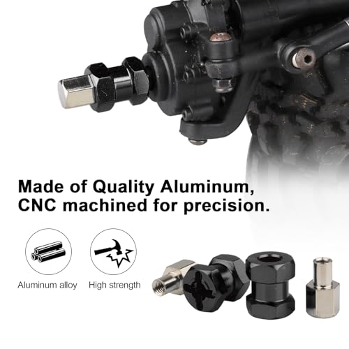 4-Pack HobbyPark 12mm Wheel Hex Drive Hubs Combiner Coupler Aluminum 15mm Offset Extension for 1/10 RC Crawler Car Parts (Black) - color: Black, size: 15mm Length