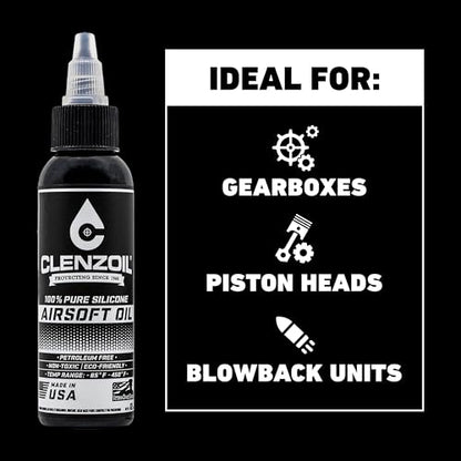 Clenzoil Airsoft & Air Gun Oil - 2 oz Combo, Silicone, 0.5 oz Needle