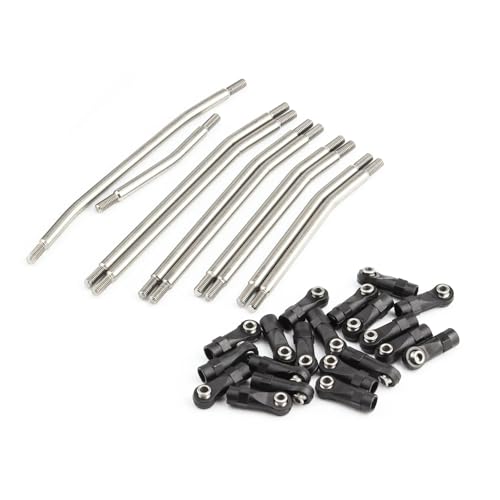 RC car Components Compatible with Axial for SCX10 for SCX10 II 90046 1/10 RC Crawler Car Upgrade Parts Metal Link Set Steering Rod End Kit(324mm) - size: 324mm