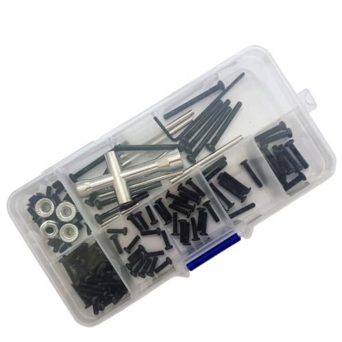 RC Car Screw Box Kit Repair Tool Accessory Screws Assortment Set Hardware Fasteners Compatible with Hyper Go H16BM H16DR H16 MJX 16207 16208 16209 16210 1/16 Scale RC Upgrade Parts