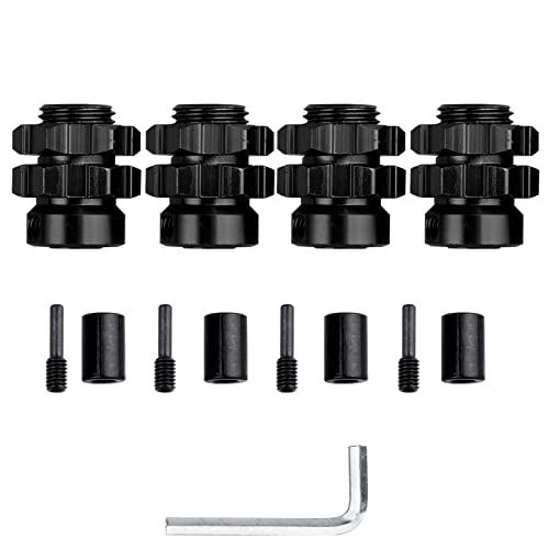 Aluminum 17mm Splined Wheel Hubs/Nuts 17mm Hex Spacers Extensions Adapters for 1/10 Traxxas Summit, Set of 4 (Black) - color: Black