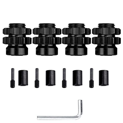Aluminum 17mm Splined Wheel Hubs/Nuts 17mm Hex Spacers Extensions Adapters for 1/10 Traxxas Summit, Set of 4 (Black) - color: Black