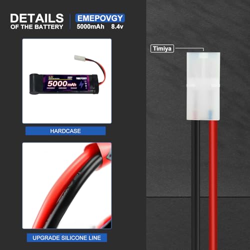 8.4V RC NiMH Battery 5000mAh Capacity Rechargeable 7-Cell Flat Battery Pack (TMY Plug) - color: 8.4V