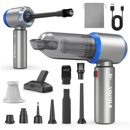 Yomile Mini Vacuum Cleaner, 2 in 1 27000PA Brushless Car Vacuum &250000RPM Air Duster 9000mAh Battery Air Blower Wireless Handheld Vacuum for Car,Office and Home (27Kpa)