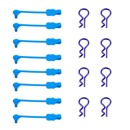 8PCS TGCWENG Universal RC Body Clips w/Pull Tabs Car Clips R Clips for All 1/10 1/12 Scale TRX4 Losi HPI Arrma Kyosho Himoto RC Car Truck Crawler Body Shell Upgrades (1.2mm Purple Clips+Blue Pull) - color: Blue Clips+Blue Pull