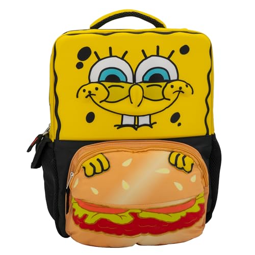 AI ACCESSORY INNOVATIONS Sponge Bob Square Pants Backpack, 3D Big Face SpongeBob Girls & Boys School Bag 16” - color: Sponge Bob