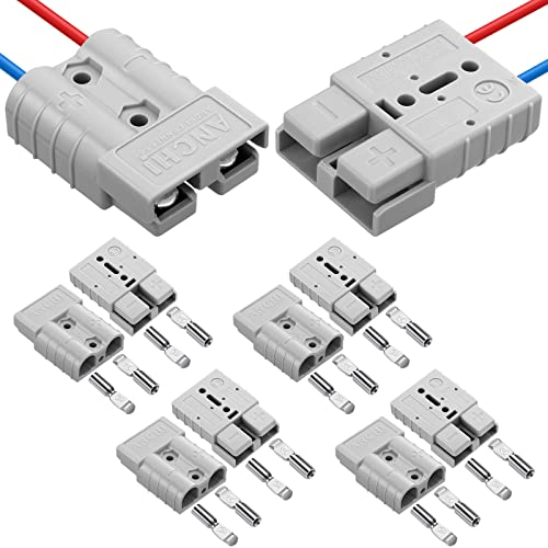 8 Pack 50A-600V Battery Quick Connect/Disconnect Kit with 10/12 Awg Jumper Cable Plug Connector Wire Harness Plug Kit for RV, Transfer Forklift, Golf Carts, Motors, Trailer