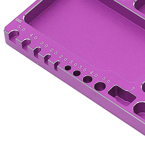 RC Magnetic Tray, 16x10x1.1cm Universal Aluminium Alloy Screw Tray RC Model Repair Tool Tray with Magnetic Pad for RC Trucks (Purple) - color: Purple