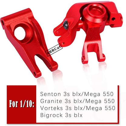 Upgrades Part for 1/10 Senton/Granite/BigRock/Vorteks 3S Blx MEGA550 4X4,Aluminum Front Steering Block Knuckles C-Hubs Caster Blocks Rear Hubs Hops Up,AR330442 AR330467 AR330469,Red - color: Upgrades (Red)