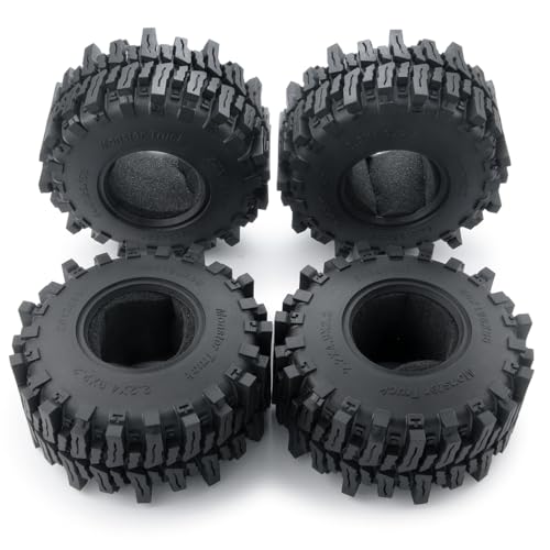 4PCS 2.2inch RC Crawler Tires with Foam Insert 125mm/4.9inch Outer Diameter for 1/10 RC Crawler Car
