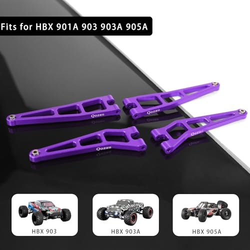 Aluminum Front Rear Suspension Arms Front Steering Knuckles Rear Hubs Kit for Haiboxing 1/12 RC Truck 903 903A 905 Upgrade Parts (Purple) - color: Purple