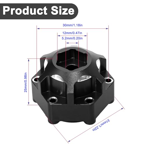 4Pcs Wheel Hex Hub Adapters Aluminum Wheel Spacers for All 1/10 RC Car Truck SCX10 TRX4 Slash Rustler Stampede Granite (Black) - color: Black