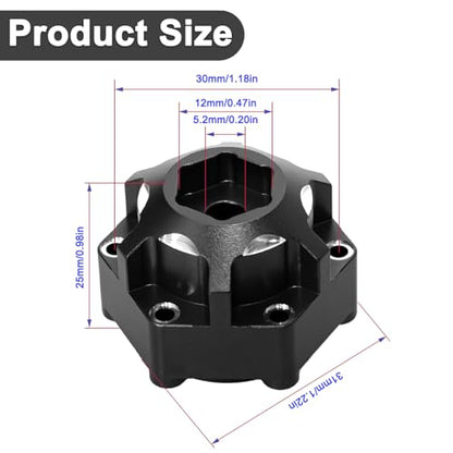 4Pcs Wheel Hex Hub Adapters Aluminum Wheel Spacers for All 1/10 RC Car Truck SCX10 TRX4 Slash Rustler Stampede Granite (Black) - color: Black
