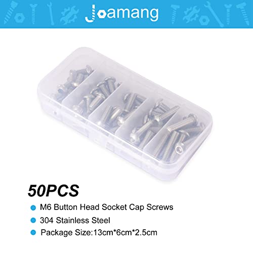 M6 x 10mm 14mm 18mm 20mm 25mm Button Head Socket Cap Screws Bolts, Stainless Steel 304, Metric Allen Hex Drive, Bright Finish, Fully Threaded, Assortment Kit 50PCS - size: Button M6x10-25 mm
