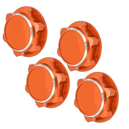 17mm Hex Wheel Nuts, 4pcs Aluminum Alloy 17mm Self Lock Hex Wheel Nuts Adapter Dustproof Caps for 1/8 RC Car Track Wheel Rims (Orange) - color: Orange