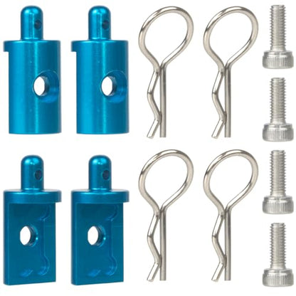 4Pcs Aluminum Body Mounts Body Shell Posts for 1/12 Scale Tamiya CW-01 Chassis Lunch Box Midnight Pumpkin Upgrades Parts (Blue) - color: Blue