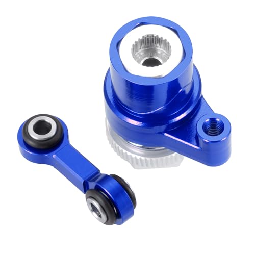 Servo Saver Arm 25T Steering Drag Link for Tra-xxas 1/16 Mini Maxx | 2S 1/10 4WD Ford GT 4-TEC 2.0 3.0 RC Car Upgrade Blue 7075 Aluminum - color: Blue
