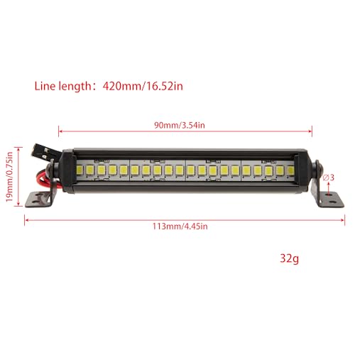 DKKY RC Car LED Lights Kit Light Bar for 1/10 RC Crawler Axial SCX10 Traxxas TRX4 Arrma Senton Redcat Gen7 Tamiya D90 CC01 (90mm/20 Beads) - size: 90mm/20 Beads