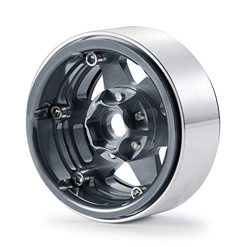 4pcs Aluminum Alloy 1.9" Beadlock Wheels Rims for 1/10th RC Crawler Car Axial SCX10,SCX10 II,TRX4 (Titanium) - color: Titanium