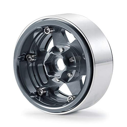 4pcs Aluminum Alloy 1.9" Beadlock Wheels Rims for 1/10th RC Crawler Car Axial SCX10,SCX10 II,TRX4 (Titanium) - color: Titanium