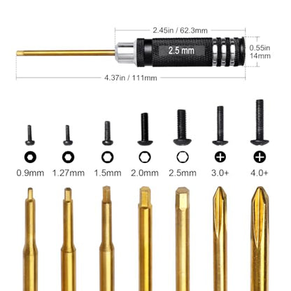 RC Tool Kit Set Hex Driver 0.9mm 1.27mm 1.5mm 2mm 2.5mm & Phillips Head Screwdriver 3mm 4mm for Traxxas Axial SCX24 Redcat WLtoys 1/16 1/18 1/24 RC Truck Crawler