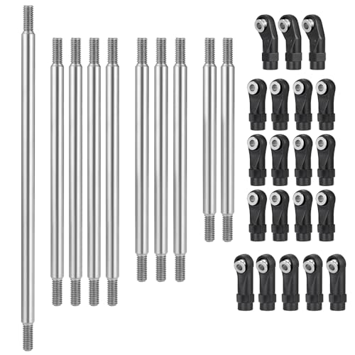 MORLORDY 10Pcs Stainless Steel RC Link Rod Linkage Set with Ball End for Axial SCX10-AXI90075 UMG10 II RC Crawler Car Upgrade Part