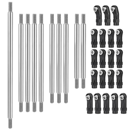 MORLORDY 10Pcs Stainless Steel RC Link Rod Linkage Set with Ball End for Axial SCX10-AXI90075 UMG10 II RC Crawler Car Upgrade Part