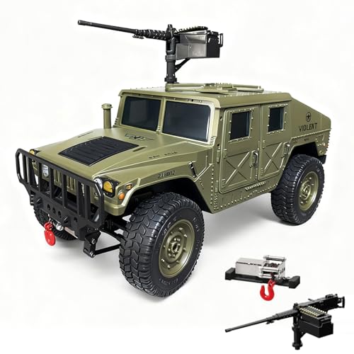RC Hummer 4WD RTR Military RC Crawler with Winch for Adults | C8835 Oliver Green with Machine Gun - color: C8835-green