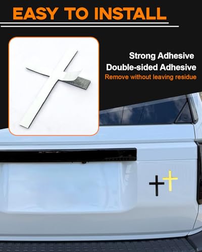 2PCS Metal Jesus Cross Car Emblem, 2.5"×1.8" 3D Silver Alloy Religious Jesus Christ Cross Badge Stickers, Self-Adhesive Automotive Christian Decals for Car Body, Tailgate, Window(Black+Golden) - color: Black+Golden