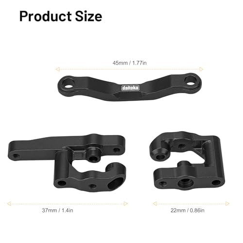 daitoku RC Steering Set Aluminum Upgrade Parts Steering Assembly for 1/18 Arrma Granite Typhon GROM 1/16 Mojave GROM 1/12 Losi Nascar RC Car (Black) - color: Black