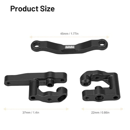 daitoku RC Steering Set Aluminum Upgrade Parts Steering Assembly for 1/18 Arrma Granite Typhon GROM 1/16 Mojave GROM 1/12 Losi Nascar RC Car (Black) - color: Black