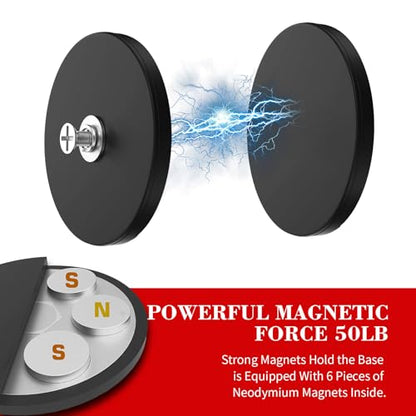 Thaibear Rubber Coated Magnets, 2Pcs 50LBS Rubber Coated Neodymium Magnet with M6 Magnetic Assembly Base, Non-Slip Strong Mounting Magnets for Light Bar Mirror Camera Tool