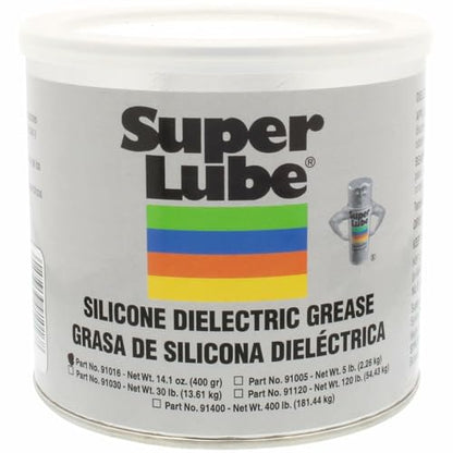 Super Lube Silicone Dielectric & Vacuum Grease Non-Curing Compound (Translucent White, 14.1oz/400g Canister) | NSF Certified Food Grade & Clean | Resistant to Thermal Degredation - size: 14.1 oz Canister
