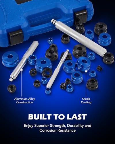 Orion Motor Tech OMT 33pc Bearing Press Kit for Small Vehicles | Bearing Race and Seal Driver Set with Metric SAE Adapters, Seal Driver Set with 3 Knurled Handles - style: Small