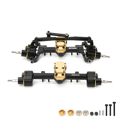 RCAWD Front Rear Portal Axle Set for Axial SCX24 Wrangler Bronco Gladiator C10 Deadbolt Crawlers Upgrade Parts (Black) - color: Black