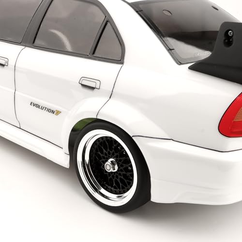 4-Pack RC 1/10 Scale On Road Slick Tires OD2.55 Rubber Wheel Rims 12mm Hex Compatible with Traxxas 4 Tec 2.0 Tamiya TT01 XV01 Kyosho WR8 Sakura WLtoys HPI Touring Racing Car - color: Black