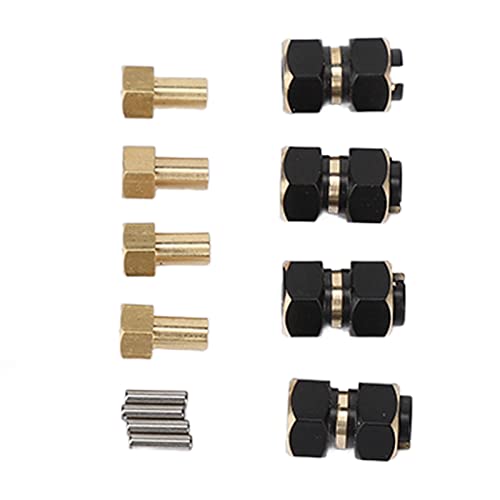 AYNEFY 10mm Brass Wheels Hex Hub Extension, Solid Brass Hex Drive Adapter 4PCS, 7mm Dia 3.5mm Center Aperture, Stable Fit for 1 18 RC Crawler Upgrade