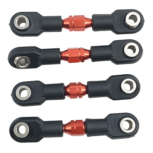 Adjustable Aluminum Pull Rod Set for 1/10 4-Tec Ford Mustang RWD (Red) | On-Road Drift,8348 10542,Turnbuckles,Steering Linkage,CNC Machined,High Strength,Precision Fit,Wear Resistant,RC Upgrade - color: Red