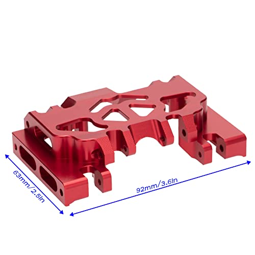 Aluminum Alloy Gearbox Mount Base Chassis Skid Plate Compatible with 1/10 Traxxas TRX4 TRX-4 82056-4 Defender Bronco Blazer G500 RC Car Upgrade Parts (Red)