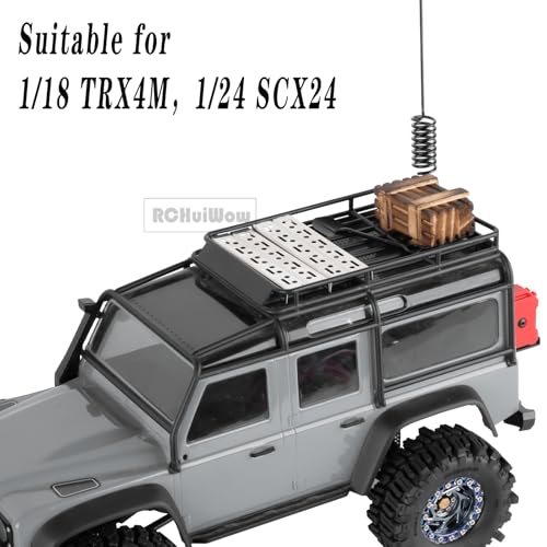 RC Crawler Accessories Roof Simulation for 1/18 1/24 RC Crawler Trx4m SCX24,Antenna/Jack Stands/Shackles/Shovel/Box/Metal Perforated Plates/Tow Rope,Green - color: Green(1set)
