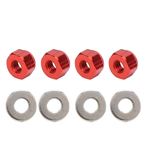 RC Wheel Nuts Aluminum Alloy Lock Nuts with Gaskets for 1/14 144001 RC Car 4 Set Red Anodized Hex Wheel Nuts (Red)
