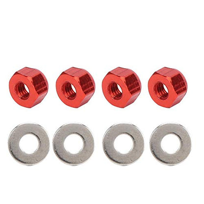 RC Wheel Nuts Aluminum Alloy Lock Nuts with Gaskets for 1/14 144001 RC Car 4 Set Red Anodized Hex Wheel Nuts (Red)