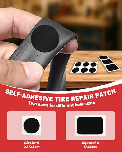 Bike Tire Repair Kit, Bicycle Inner Tube Puncture Patch Kits with 20 PCS Vulcanizing Patches, User Manual, Metal Rasp and Tire Lever, Bike Patch Kit for Mountain and Road Bike - style: Glue-free Version
