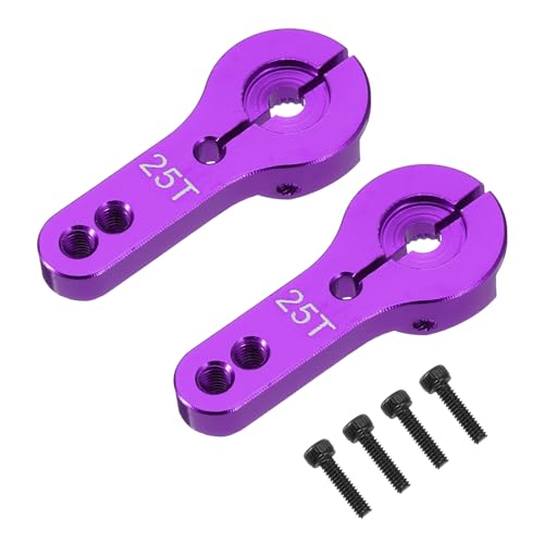 MECCANIXITY Aluminum Alloy 25T Steering Servo Arm Horn Purple for DIY RC Car/Boat/Airplane Boat Accessories 2 Pcs - color: Purple