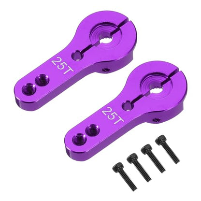 MECCANIXITY Aluminum Alloy 25T Steering Servo Arm Horn Purple for DIY RC Car/Boat/Airplane Boat Accessories 2 Pcs - color: Purple