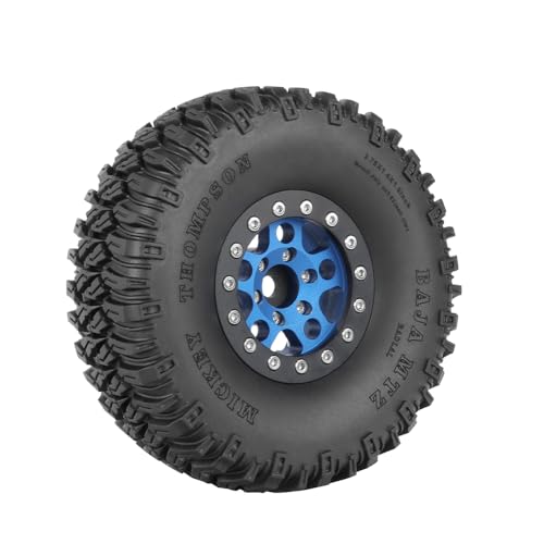 4PCS 1.55 Inch Aluminum Alloy 5Spoke Beadlock Wheel Rim Tyre and 95mm Rubber Tires Set for 1/10 RC Rock Crawler Car Upgrade Parts for Tamiya Axial AX90069 D90 TF2 CC01 LC70 (Blue Black) - color: Blue Black